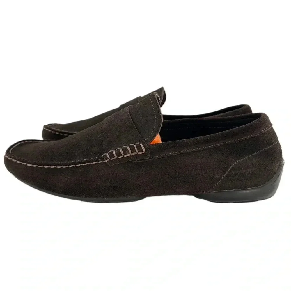 Banana Republic mens flats 9 chocolate brown suede square toe driving loafers